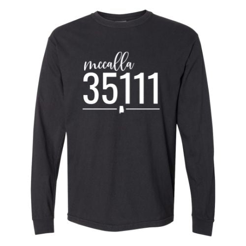 Comfort Colors McCalla Zip Code 35111 With Line Underneath - Long Sleeve Shirt