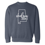 Comfort Colors Chelsea Zip Code 35043 With Big State Outline - Sweatshirt