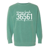 Comfort Colors Orange Beach Zip Code 36561 With Line Underneath - Sweatshirt