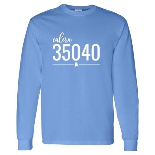 Gildan Calera Zip Code 35040 With Line Underneath - Long Sleeve Shirt